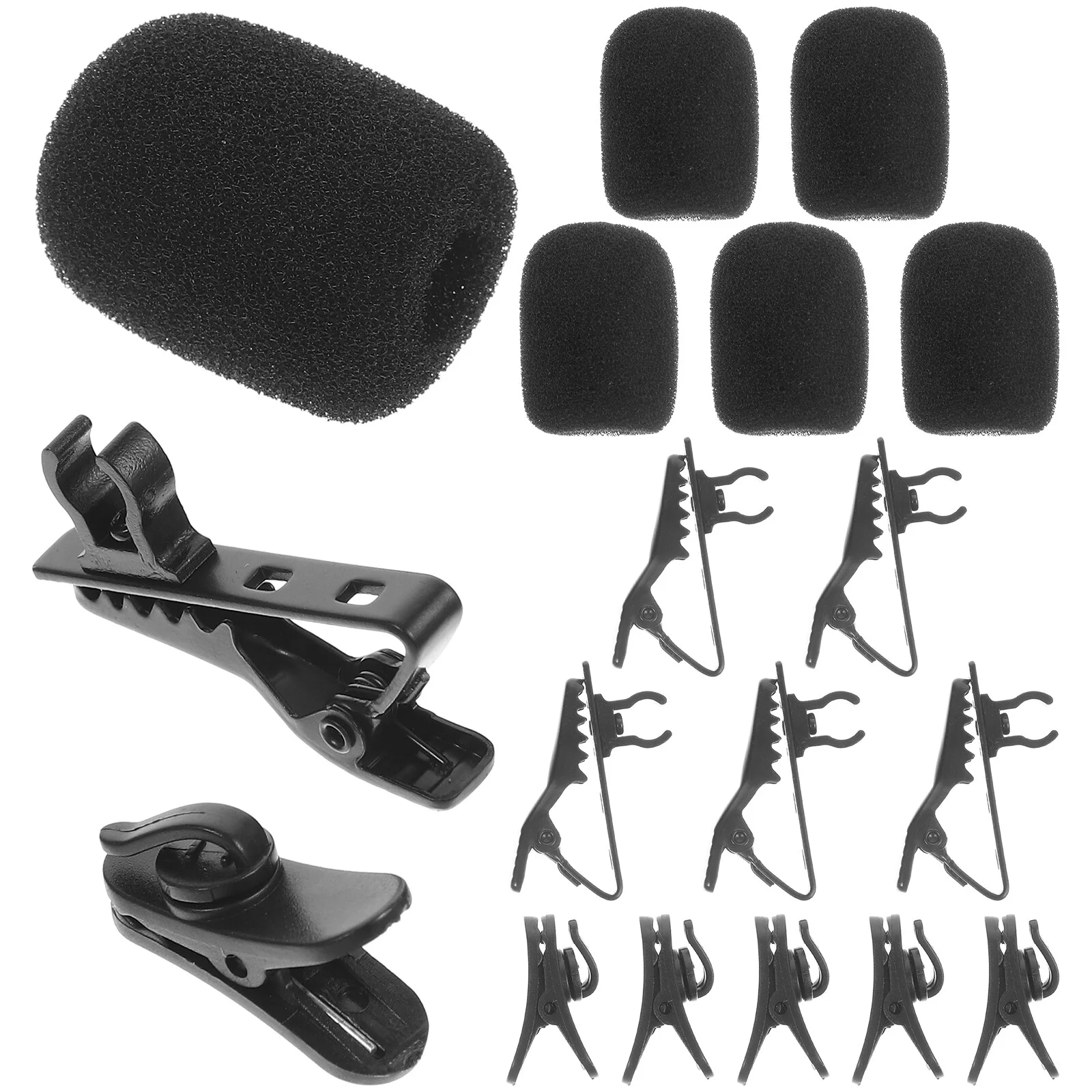 

Microphone Headset Mics Clip Covers Wire Plastic Sponge Foam Windscreen Lapel Accessory Tie Lavalier Miniature Neckline