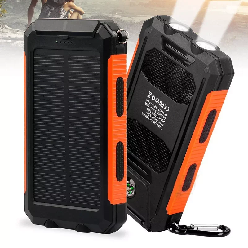 

NEW Poverbank Portable Outdoor Waterproof 80000mAh Large Capacity Power Bank With LED Light Solar Panel Dual USB Solar Power Ban