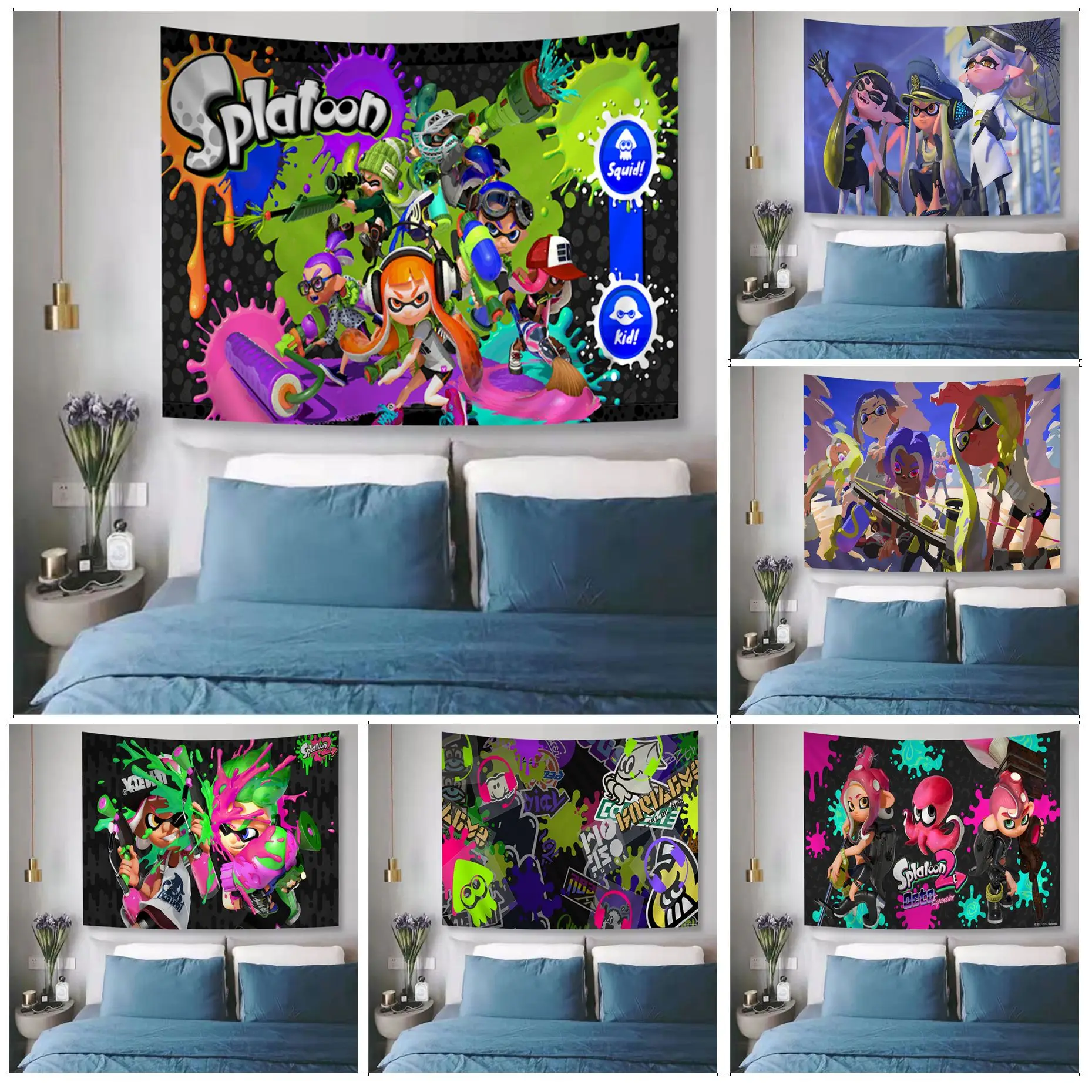 

Splatoon Wall Tapestry Hippie Flower Wall Carpets Dorm Decor Wall Art Decor