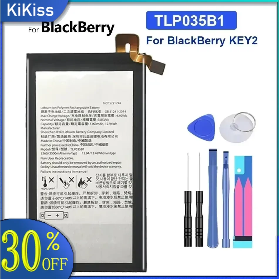 Аккумулятор большой емкости BAT-63108-003 TLP035B1 3440 мАч-3500 мАч для BlackBerry Keyone Keytwo KEY2 Alcatel DK70