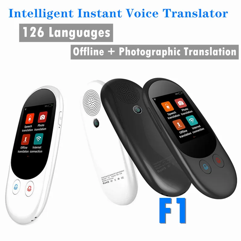 

2023 Smart Instant Voice Offline F1 Translator Camera Translation Multi-Languages 1GB+4GB Portable LCD Screen WIFI