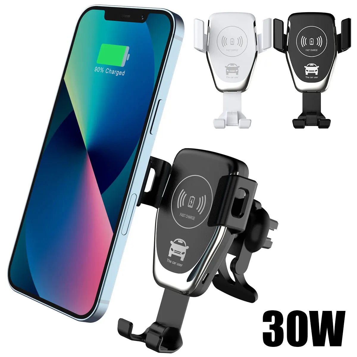 

Wireless Car Charger 30W Fast Charging Auto-Clamping Wireless Car Charger Phone Mount Car Air Vent Phone Holder Reusable Air