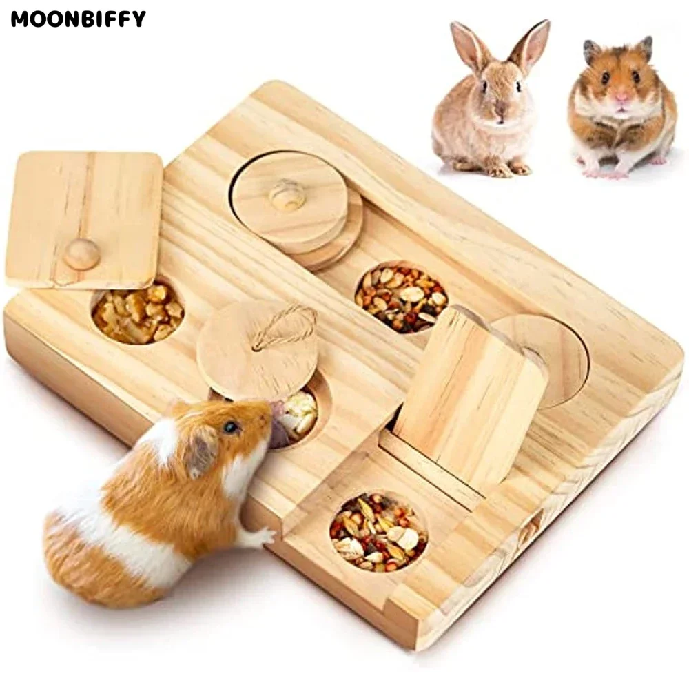 

Educational Guinea Pig Foraging Toys Hamsters Wooden Toy Treat Dispenser for Small Animal Funny Toys Hamsters Interactive Toy