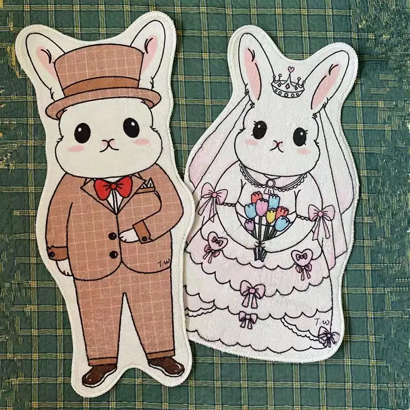 

Cartoon Bunny Print Children Carpet Rabbit Area Rugs Round Carpet for Living Room Floor Mat Flannel Anti-Slip Mat for Children