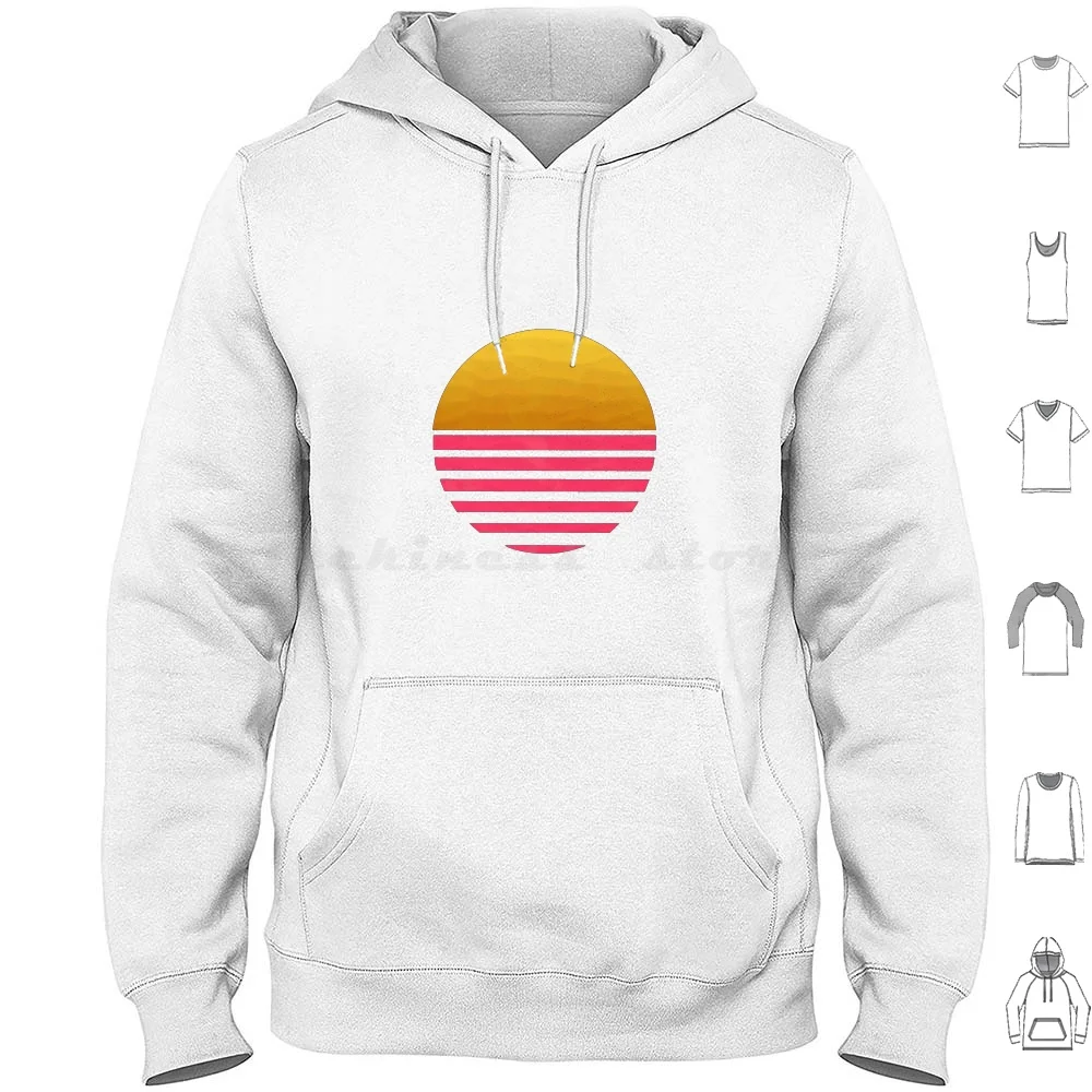 

Vintage Retro 80's 90's Sun Set Hoodie cotton Long Sleeve Graphic Design Hawaii Florida La Cali California Sunrise