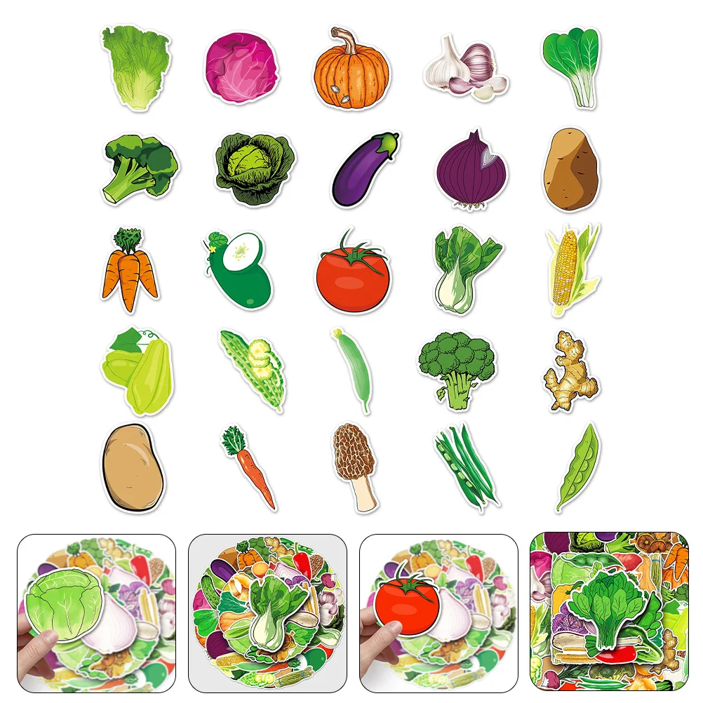 

100 Sheets Vegetable Stickers Scrapbook Scrapbooking Decorative Kid Bulk Kettle Luggage Colorful Paper Suitcase Child Notebook