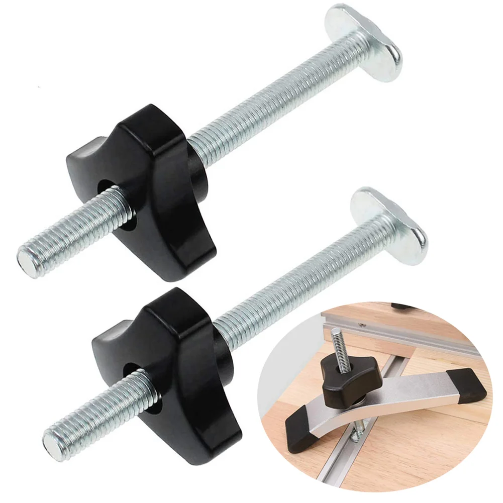 

2 Sets M8 T-Track Bolt Nut Set Woodworking Tool Jigs Screw Knobs T Slot Fastener Clamps Through Hole Nut Miter Track Bolts Jigs
