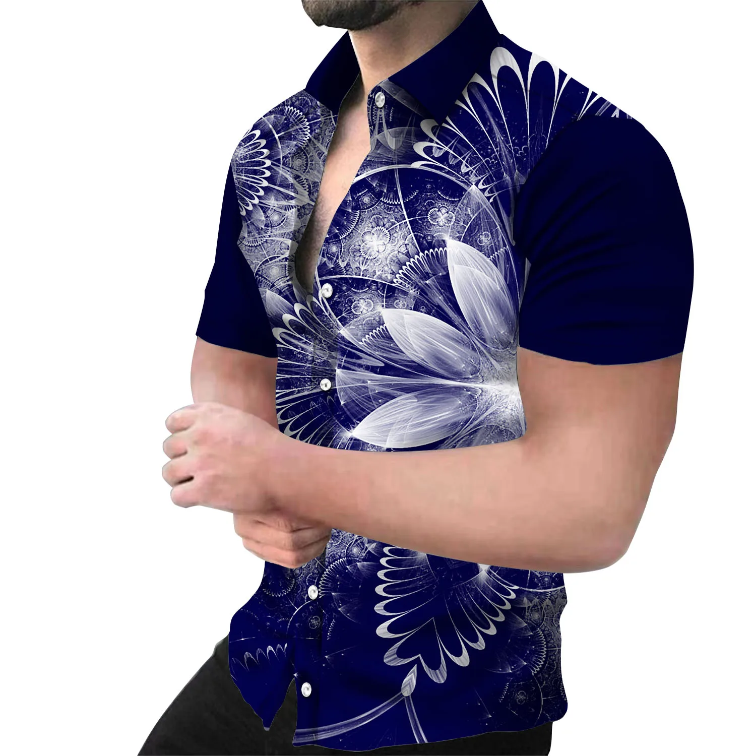 Fashion Summer Men Short Sleeve Printed Casual Shirt