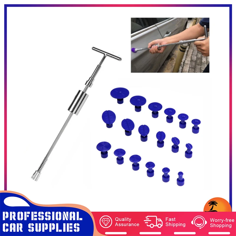 

Paintless Dent Repair Kit T-shaped Lifter Glue Puller Blue Glue Tabs Car Dent Puller Tools Automotive Body Repair Tools