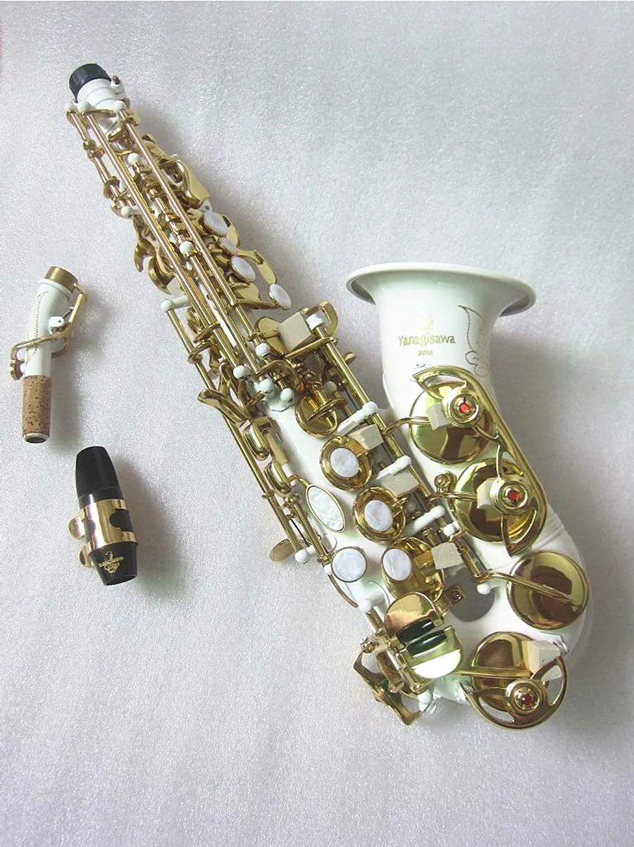 

Curved Soprano Saxophone S-991 brass Sax White Musical instrument Mouthpiece professional performance