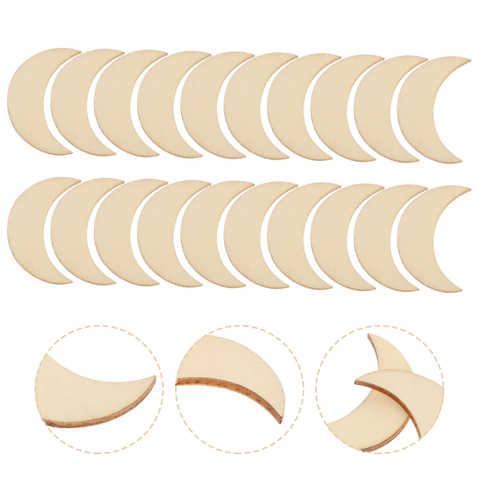 

Wooden Wood Moon Unfinished Cutouts Slices Blank Crafts Diy Shapes Pendant Discs Pieces Shape Ornaments Chips Natural Craft Tags