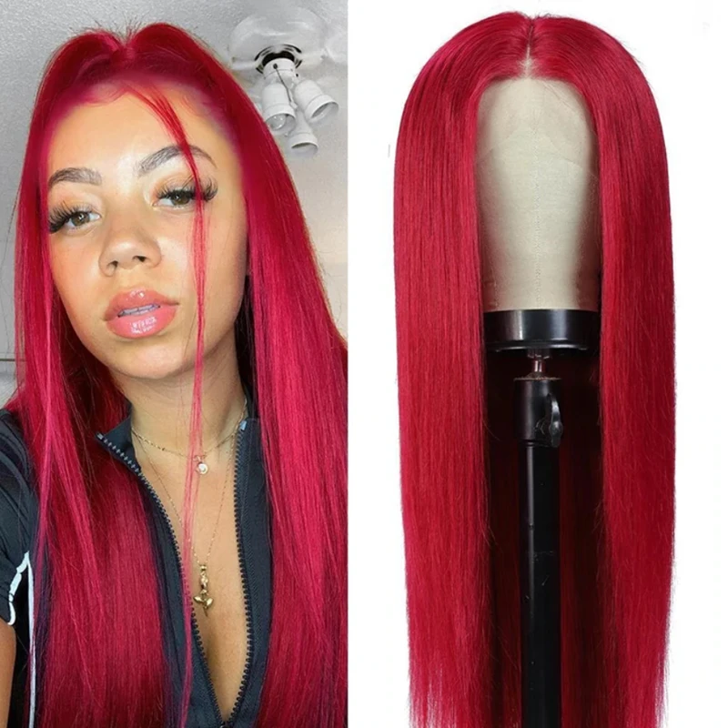 

Burgundy Red Lace Front Human Hair Wigs GOODHAIR Transparent Lace Remy Straight Wigs For Black Women 150% Density Lace Hair Wig