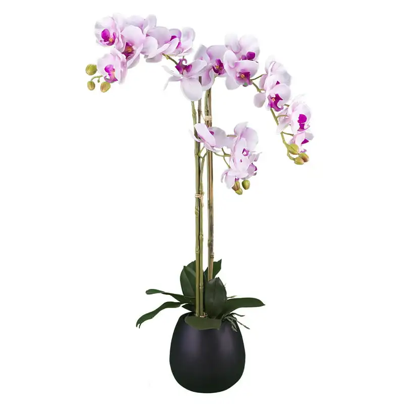 

LCG Sales 32" Artificial Pink Orchid in Decorated Embossed Ceramic Pot Wedding Party Vase Home Autumn Decoration Fake Flower