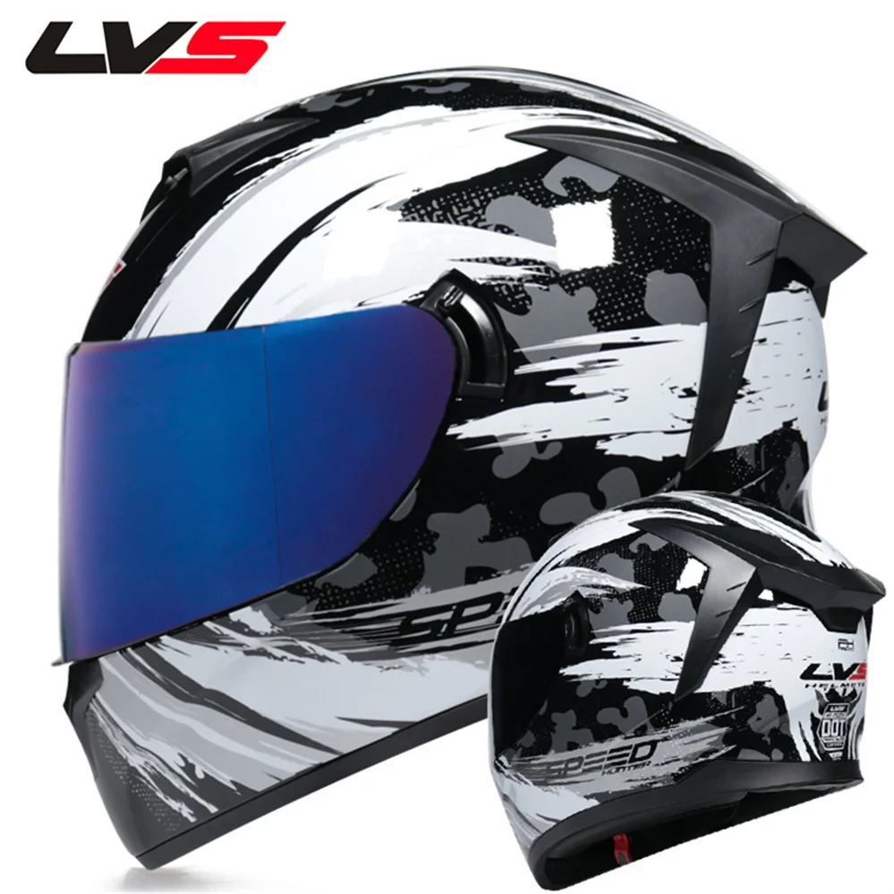 

LVS Dual Lens Off Road Motorcycle Crash Full Face Helmet Safety Downhill Dirt Bike Motocross Racing Casque Moto Casco DOT S-XL