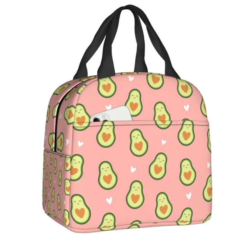 

Cute Avocado Pattern Insulated Lunch Tote Bag for Women Resuable Cooler Thermal Bento Box Kids School Children
