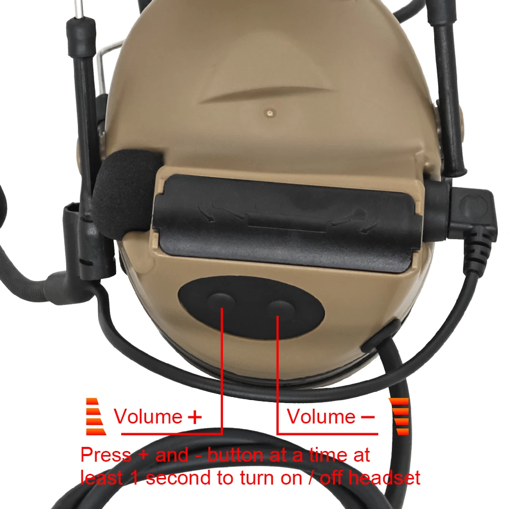 Tactical Headset COMTAC II Shooting Earmuff Hearing Protection Airsoft Hunting Heaphone with Tactical RAC Dual Communication Ptt