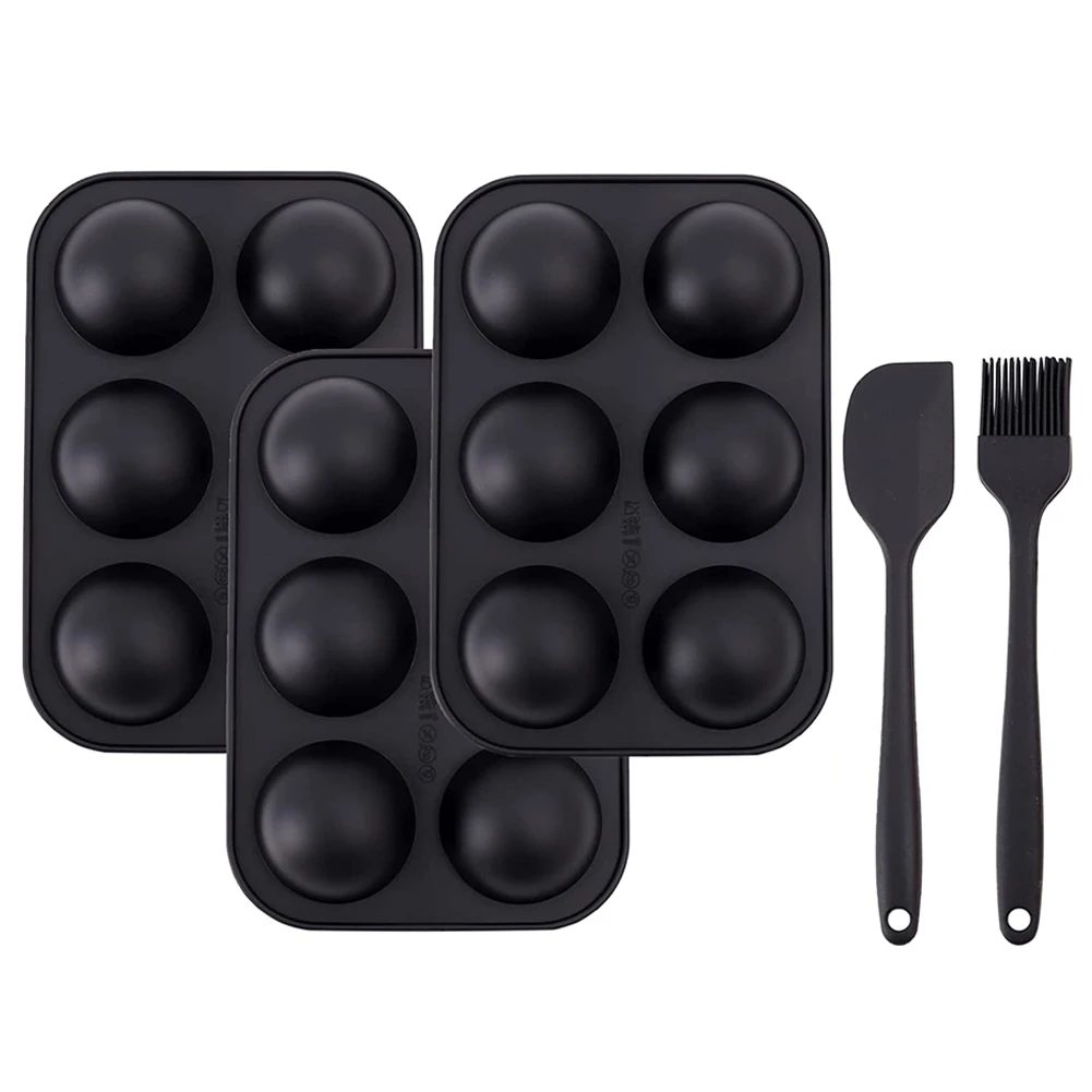 

Силиконовая форма для горячей шоколадной бомбы, 3 упаковки, 6 ячеек, полусферическая форма для выпечки, форма для изготовления шоколада, кекс...