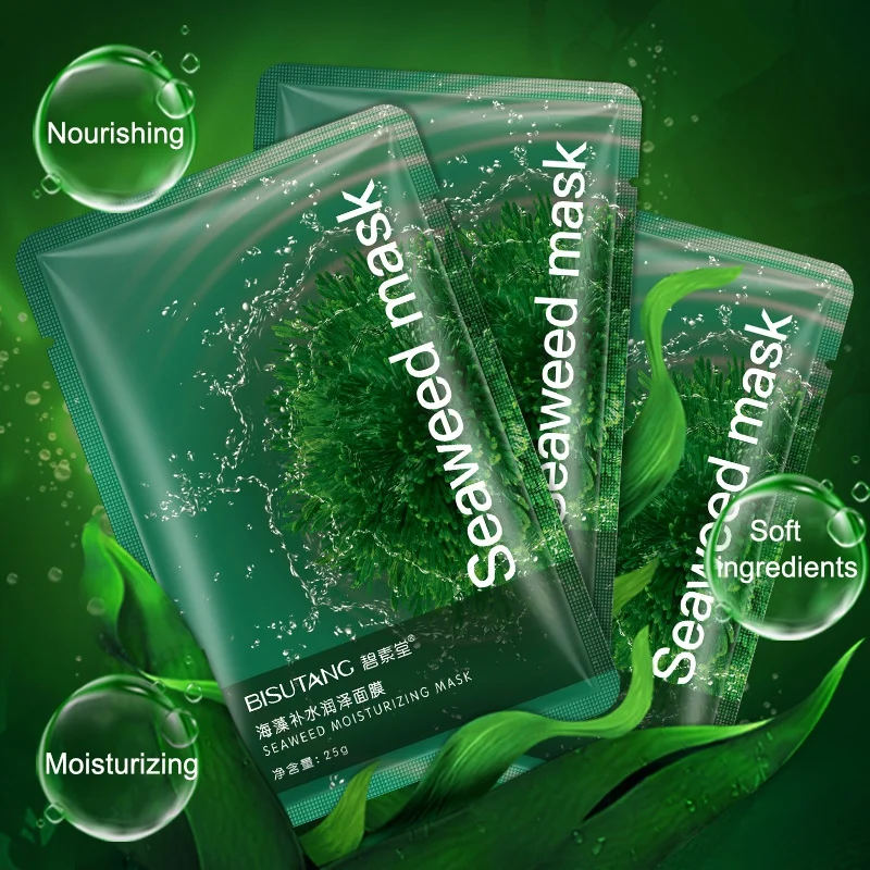 

1PC Seaweed Facial Mask Moisturizing Shrinking Pores Firming Anti-Wrinkle Hydrating Replenishing Water Nourishing Oil Control