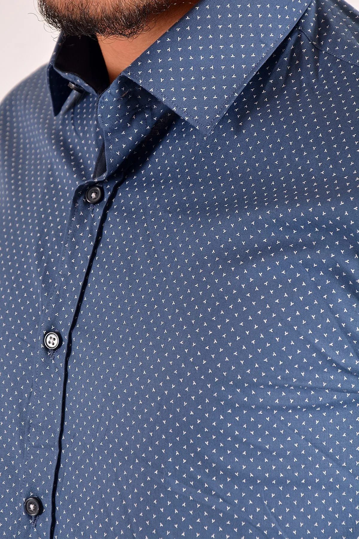 Therapy Men Male Print Long-Sleeve Shirt 20Y-4300432-01 Navy Blue