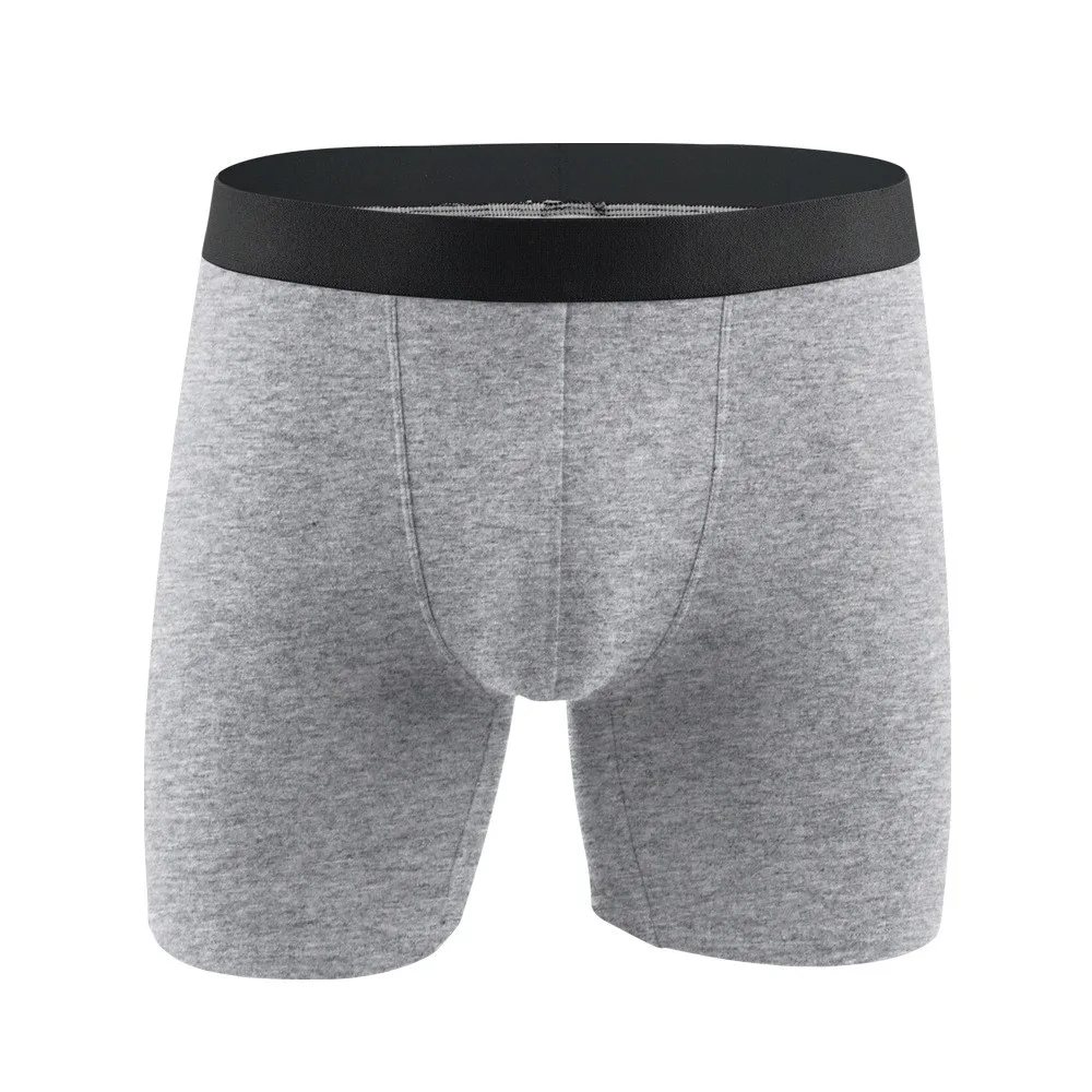 

Men Long Boxer Pants Solid Color High Waist Cotton Elastic Large Size Underpants Long Leg Underpants Male Boxershorts