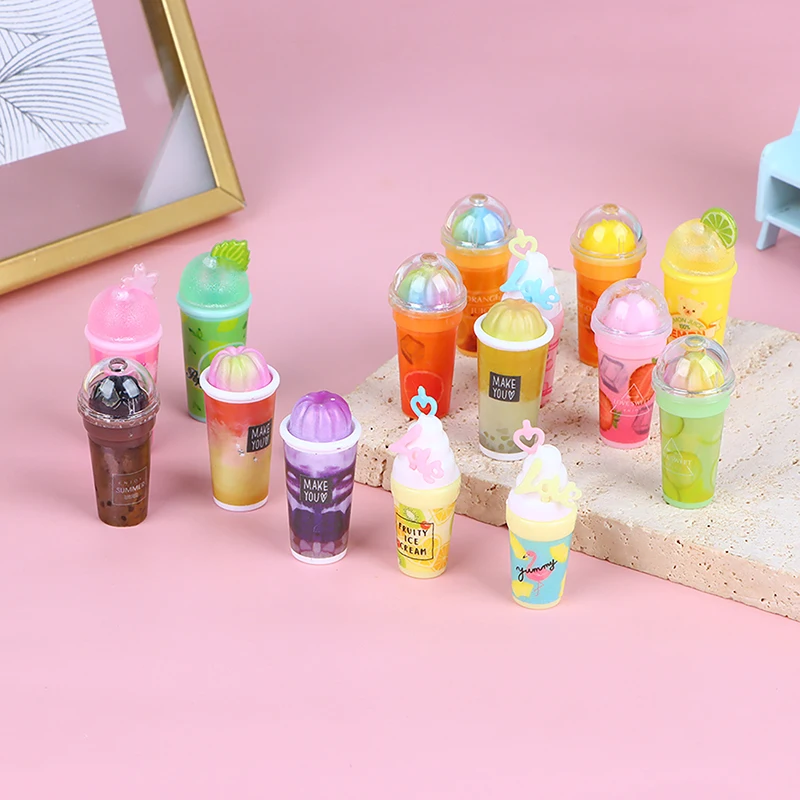 

1Pcs Dollhouse Mini Iced Drinks Model Milk Tea Cup Toys For Doll House Decoration Accessories Kids Pretend Play Toys