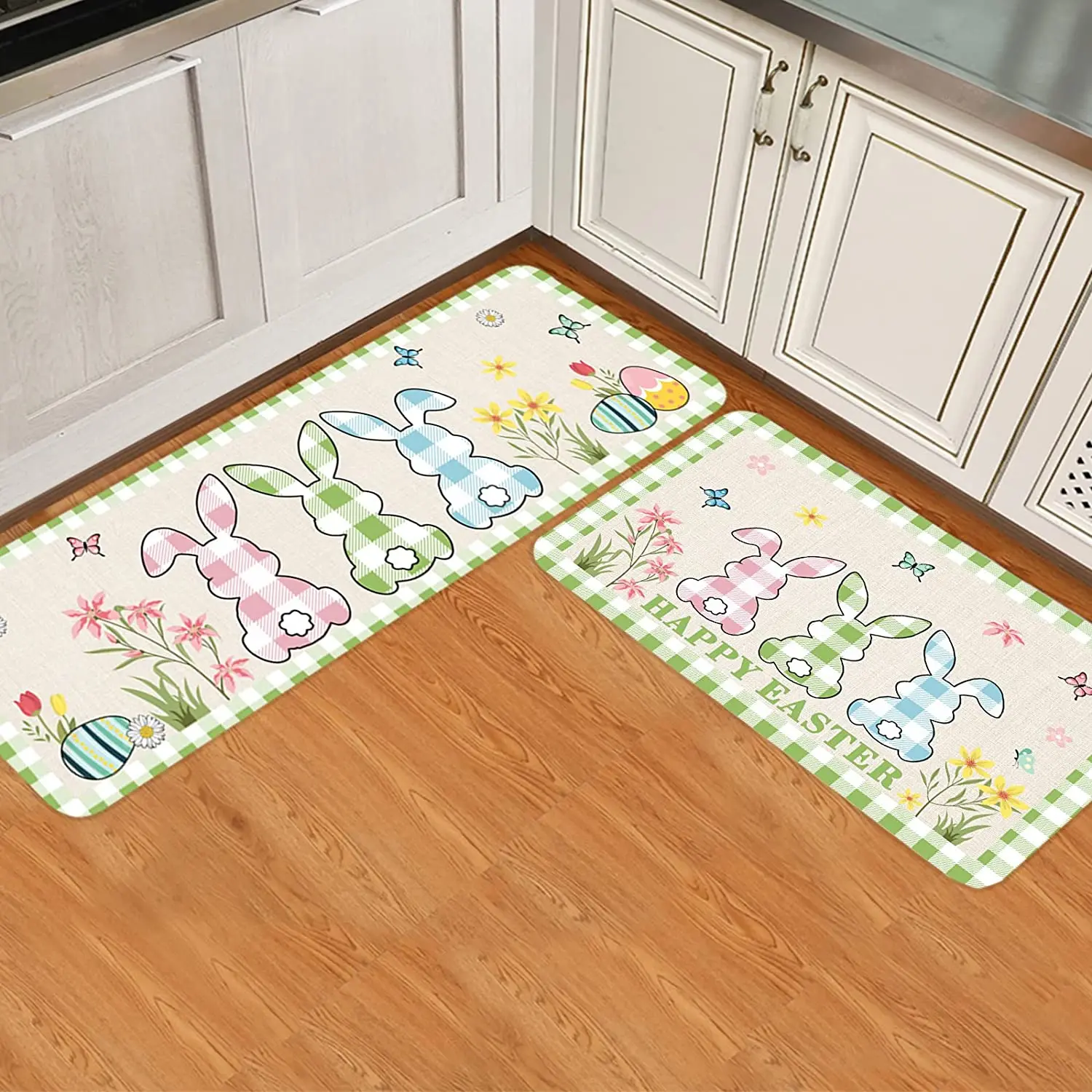 

Happy Easter Rabbit Kitchen Mat Entrance Door Mat Home Bedroom Bedside Children Decoration Living Room Balcony Long Floor Mat