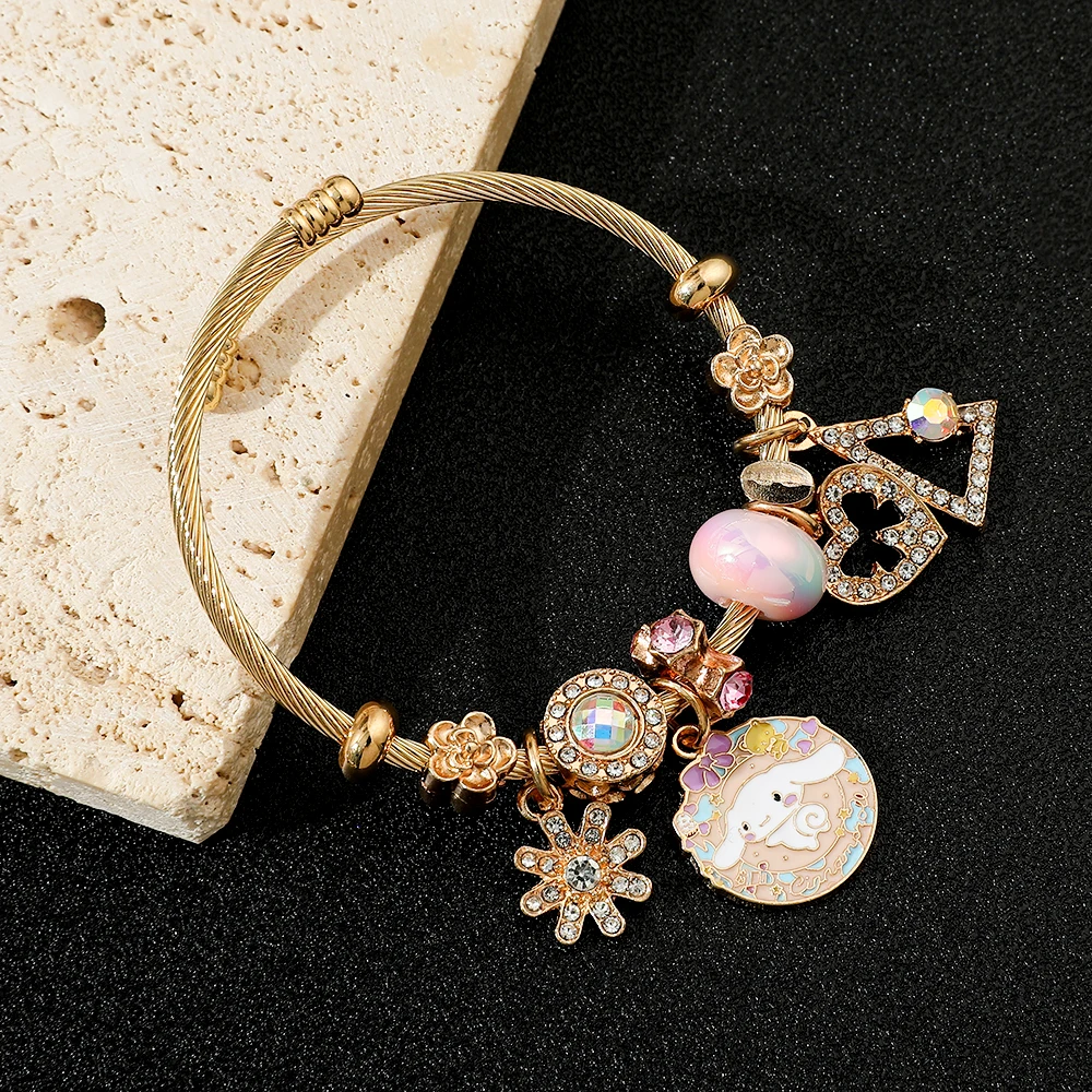 Браслет в стиле аниме Sanrio Cinnamoroll мультяшная фигурка Коричный цветок