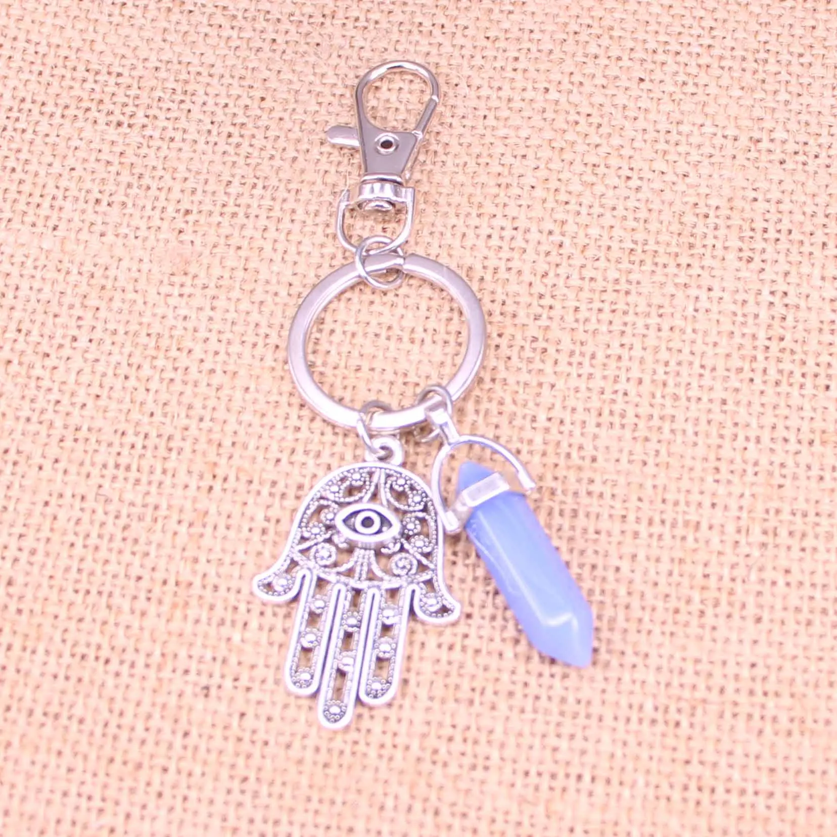 Модный брелок с кулоном в виде шестиугольной колонны натуральным камнем