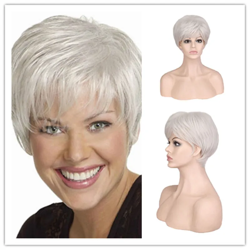 

SuQ короткий натуральный парик для женщин Женские многослойные вьющиеся белые африканские синтетические волосы для стрижки пышные Искусств...