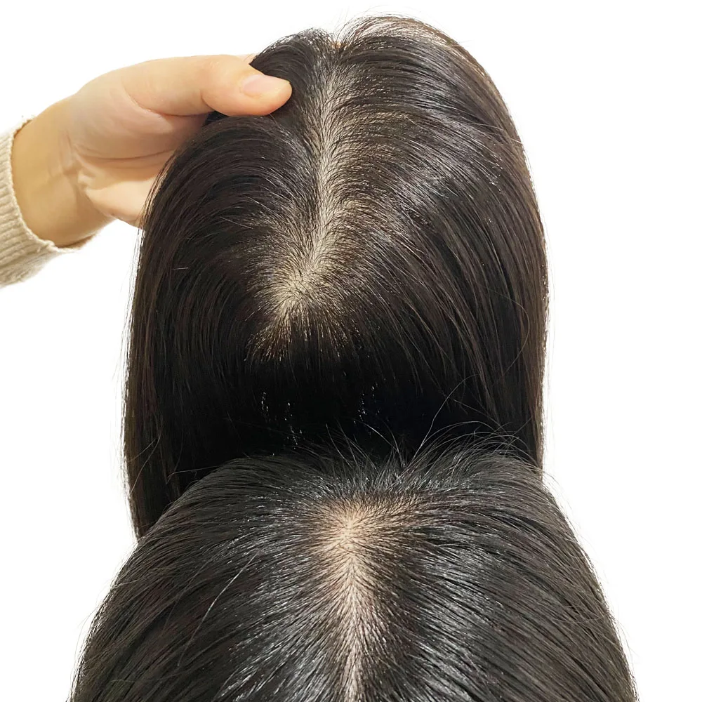 8X12cm Bangladesh Free shipping Human Hair Topper for Women Injected Skin Scalp Top with Clips Natural Parting