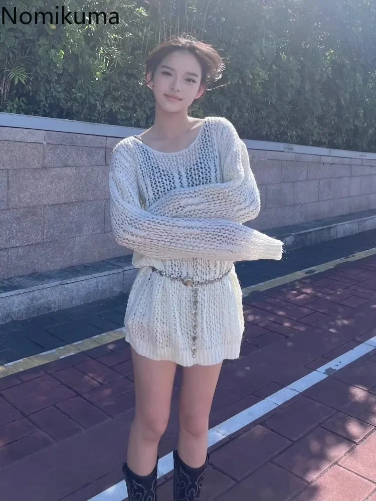Вязаный тонкий свитер женская одежда Sueter Mujer ажурный джемпер женский модный