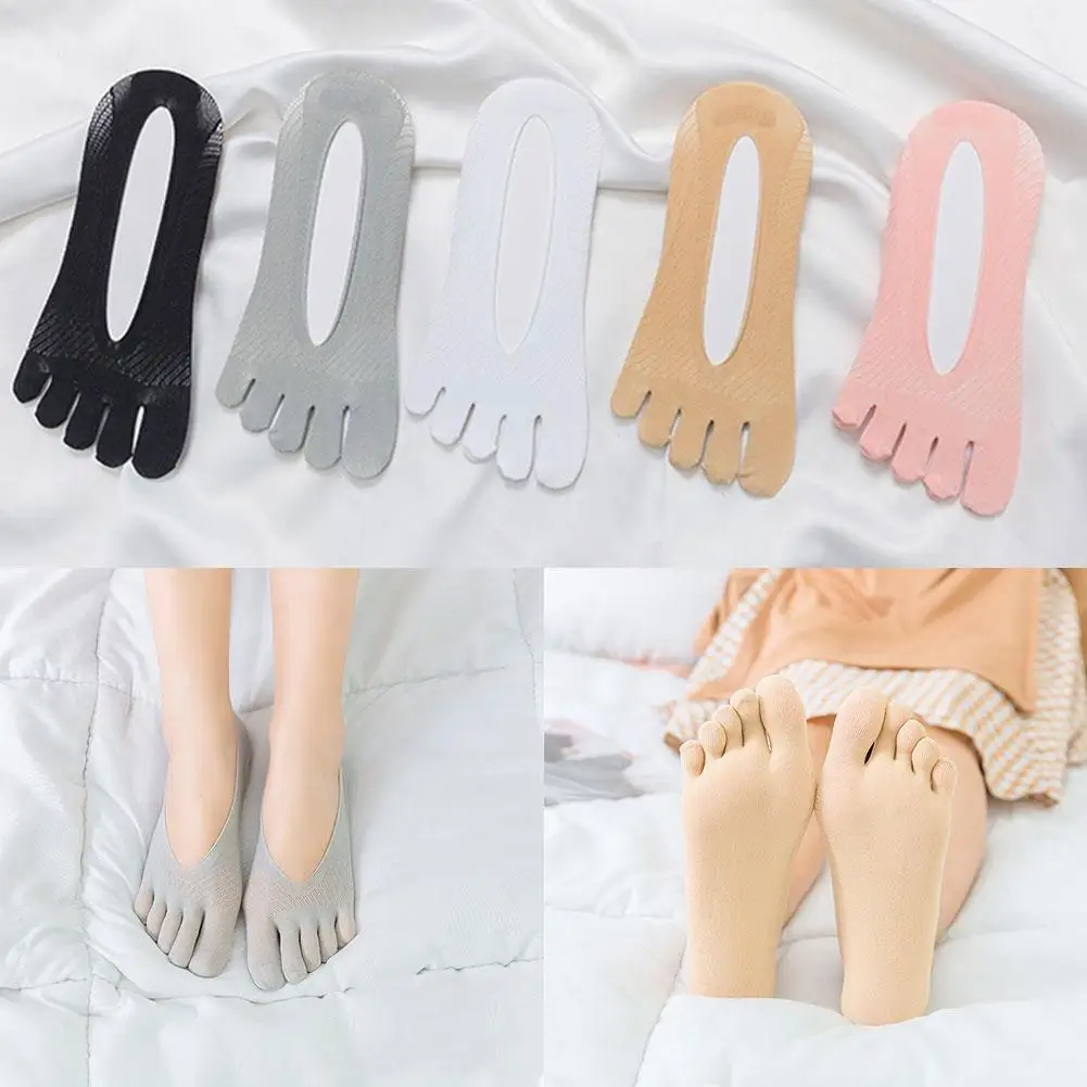 

5 Pairs Women's Toe Socks Ultra Low Cut Liner With Finger Tab Compression Gel Ladies Orthopedic Five Socks Breathable Socks V9f9
