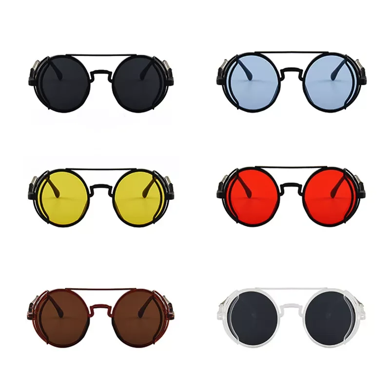 

Steampunk Sunglasses Double Spring Leg Glasses Fashion Trend Round Sunglasses Men's Brand Designer Gothic Style Products