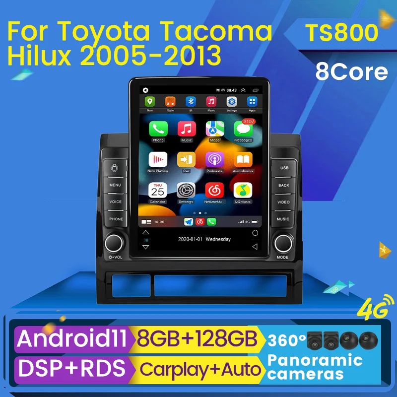 Автомобильный мультимедийный плеер Tesla Android 11 8 ГБ + 128 для Toyota Tacoma 2 N200 Hilux 2005-2015