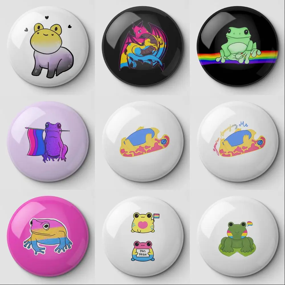 Гордость лягушки пансексуальный флаг они лягушка он мягкая булавка на пуговицах