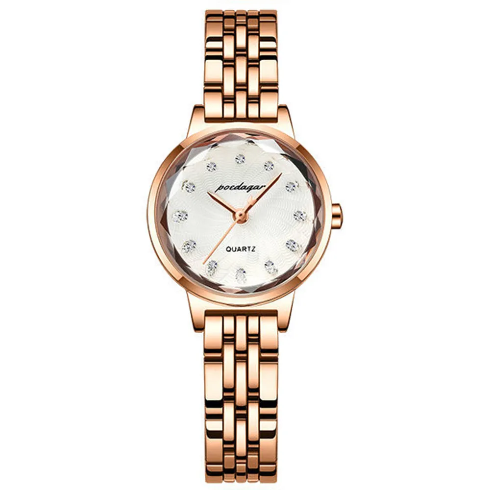 POEDAGAR Watch for Women Simple Fashion Waterproof Watches Rose Gold Stainless Steel Quartz Women Diamond Luxury Wristwatch enlarge