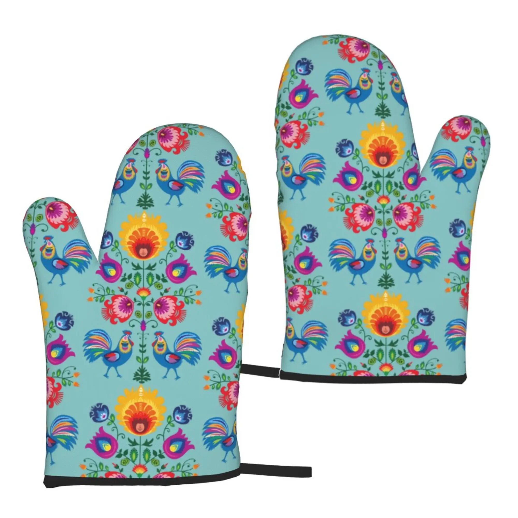 Сельский петух винтажные женские кухонные перчатки с цветочным принтом
