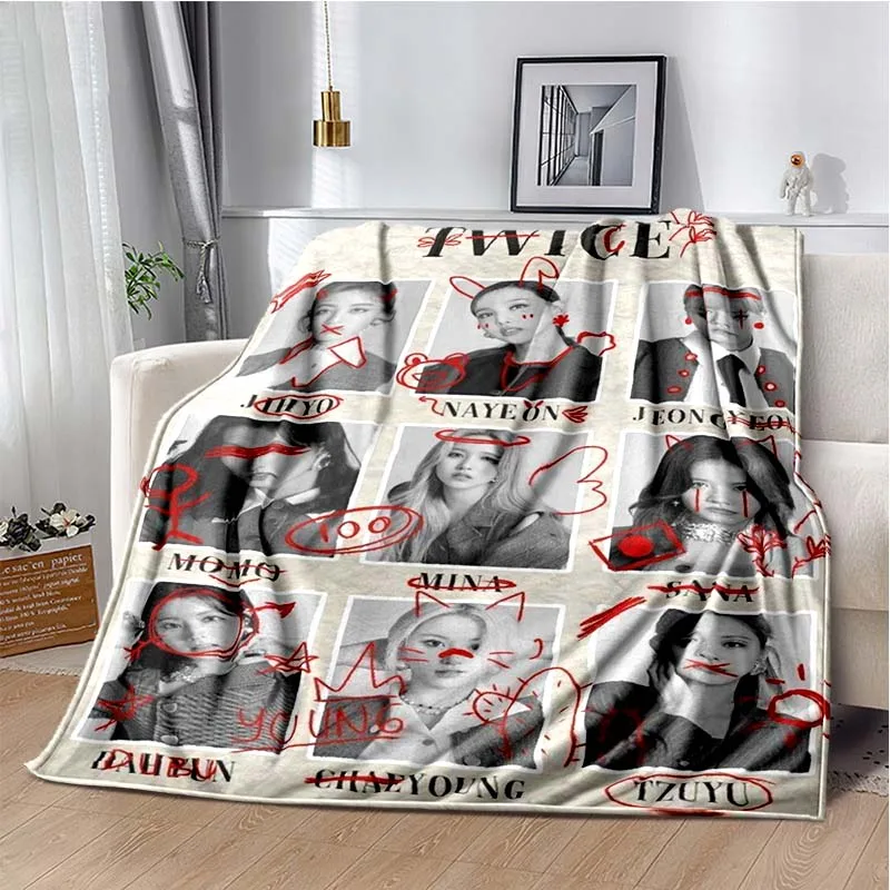 

Kpop Twice Soft Flannel Plush Throw Blanket Girls Fashion Cute Blanket Bedroom Living Room Sofa Picnic Travel Blanket Girl Gift