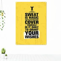 sweat is magic fitness workout tapestry wall hanging painting exercise motivational poster wall art banner flag gym decoration
