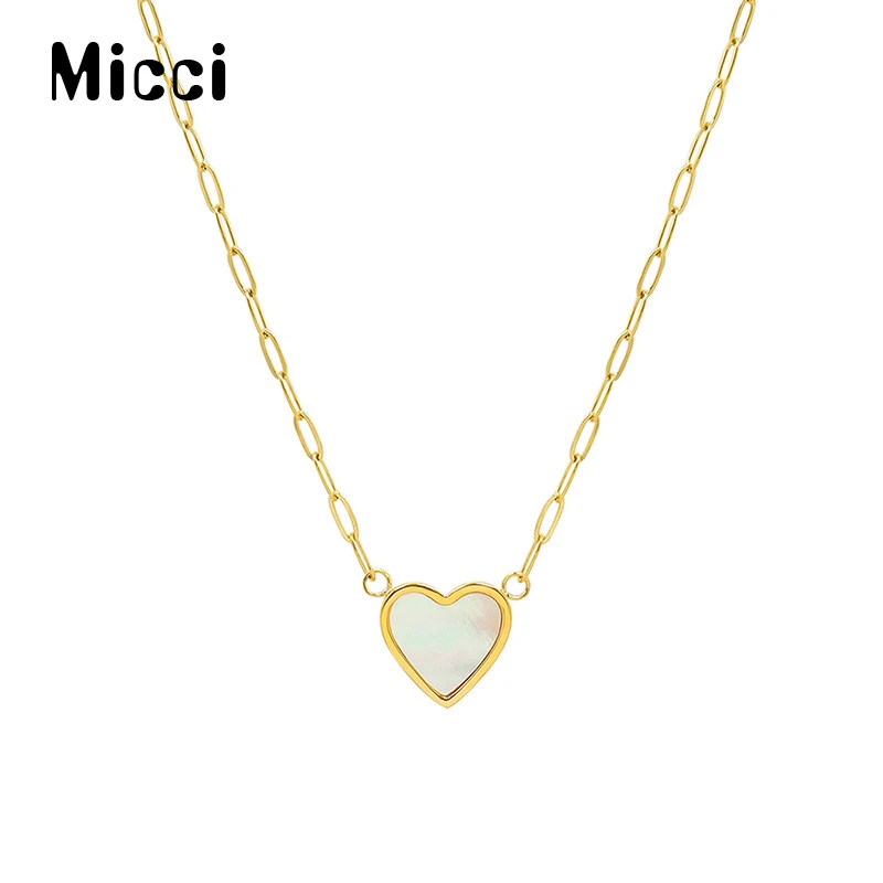 

Micci Minimalist Dainty 18K IP Gold Plated Stainless Steel Shell Heart Necklace for Women Non Tarnish Pendant Necklace 2022