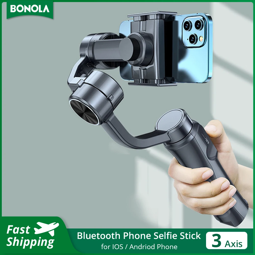 Bonola 3 Axis Handheld Gimbal Stabilizer for IOS/Andriod Smartphone Stabilizer Tripods Video Record Vlog Anti-shake Phone Gimbal