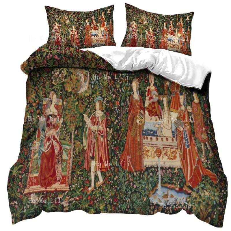 Красное одеяло для чтения в саду средневековый Сокол милые цветы охота один из