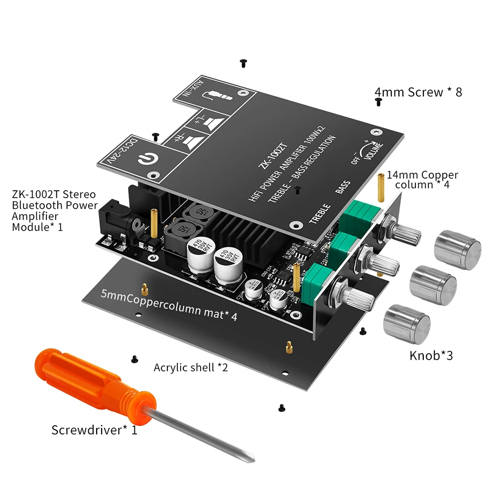 ZK-1002T TPA3116D2 Bluetooth 5 0 панель усилителя сабвуфера 2*100 Вт 2 каналов Высокая мощность