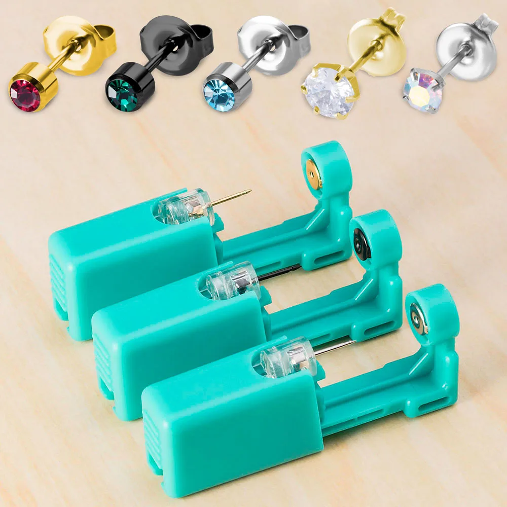 Пистолет для безопасного Пирсинга Ушей носа 1 шт. серебристый черный золотой