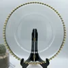 100pieces Clear Plastic Charger Plates with Gold Beads Rim Acrylic Decorative Service Plate 3