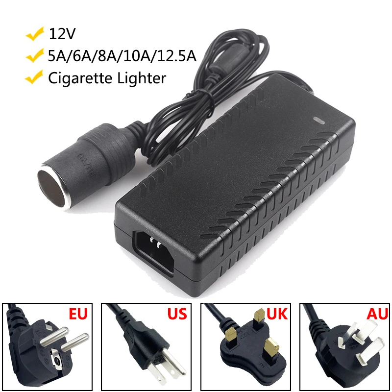 

AC 110V 220V DC 12V Charger Power Adapter Supply 5A 6A 8A 10A 12.5A For Car Cigarette Lighter Socket Converter Home Parts