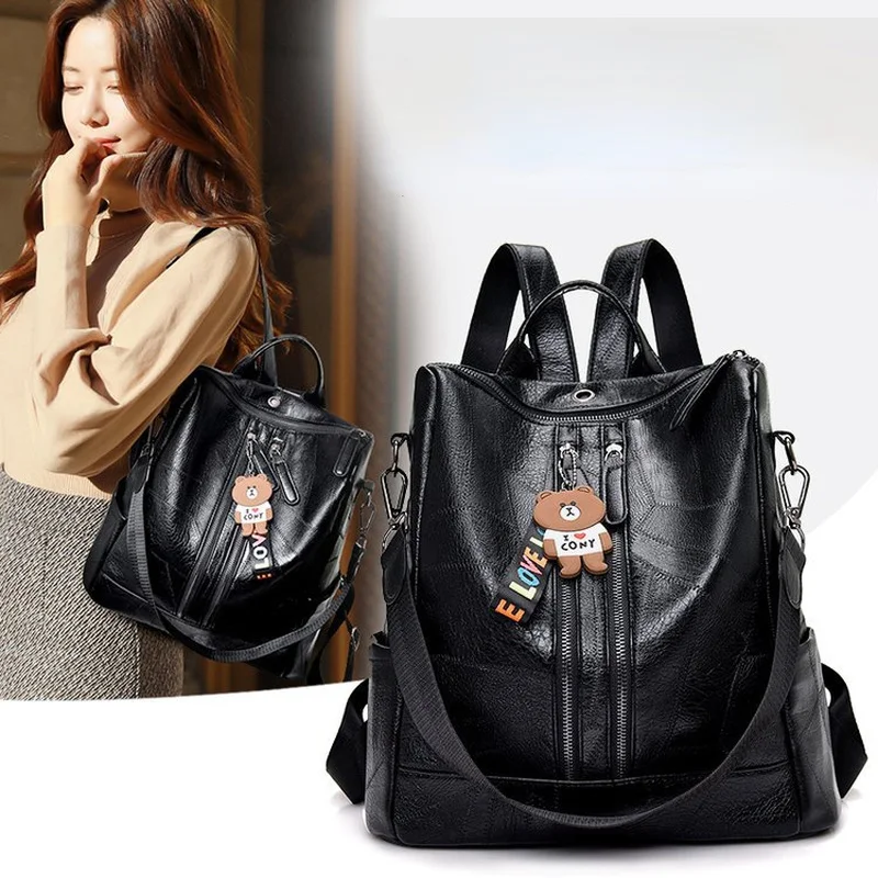 

Women Leather Backpack shopping Handbag Luxury bag Multi-Function Dual-Purpose Temperament Casual Women's Bag Travel School Bag