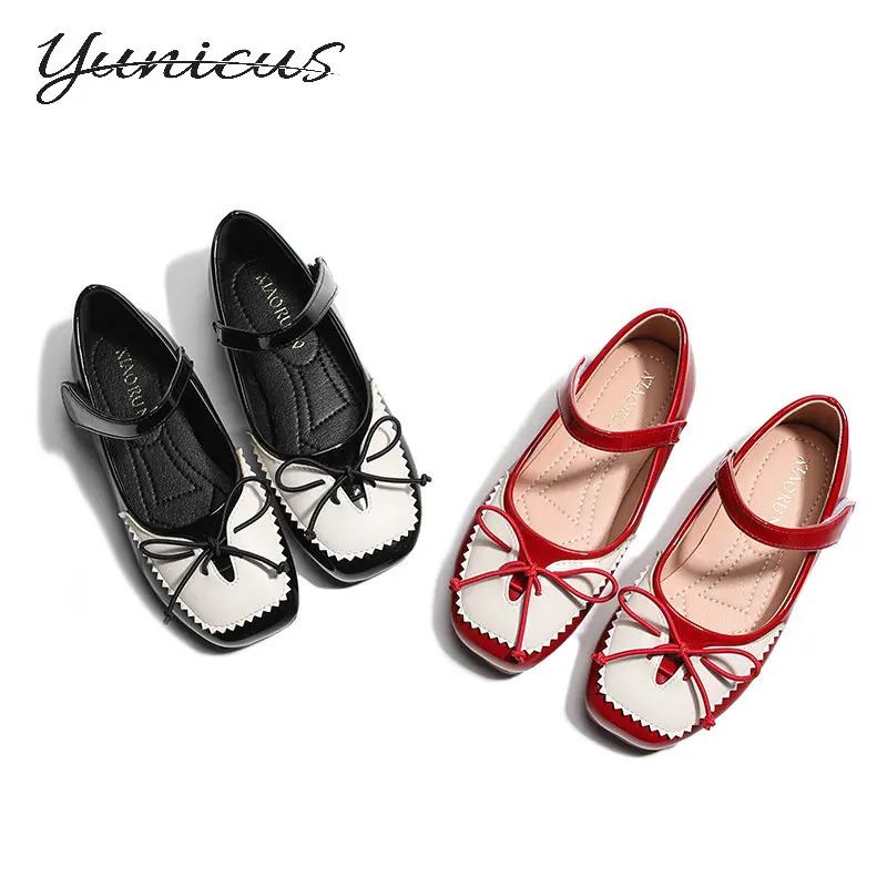 

YUNICUS Spring New Girls' Princess Shoes Children'S Soft-Soled Single Shoes Little Girl Bow British Style Small Leather Shoes