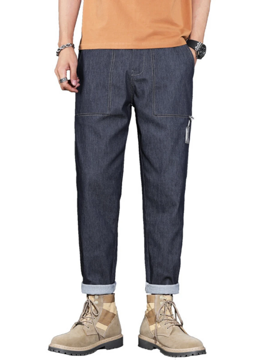 Top Jeans Men's Cotton Straight Leg Slacks Summer Thin Casual Pants Spring and Autumn 2022 New Trendy Brand Stretch Pants