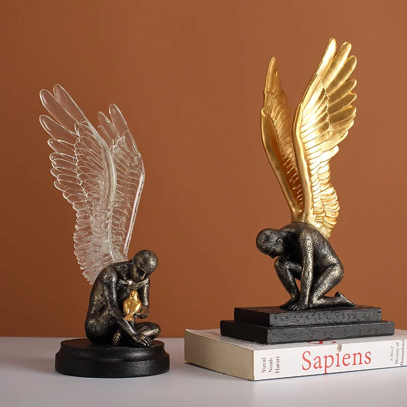 

Creative resin figure statue angel Golden wings Golden bird Simulation sculpture Handicraft Home decoration accessories